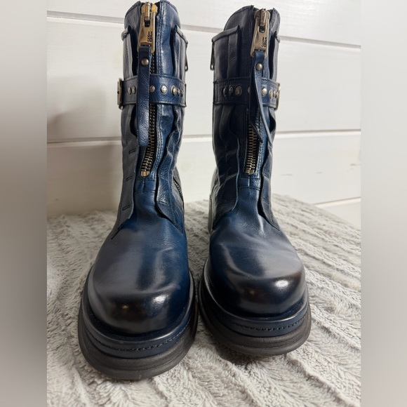 A.S.98 - B52213 - OCEANIC Blue Zipper Boots Italian Leather size 41 (9.5-10) - Picture 2 of 13